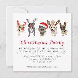 Tarjeta de invitación para Navidades de perro de c
