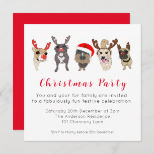 Tarjeta de invitación para Navidades de perro de c