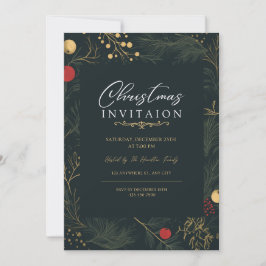Tarjeta de invitación para Navidades elegantes