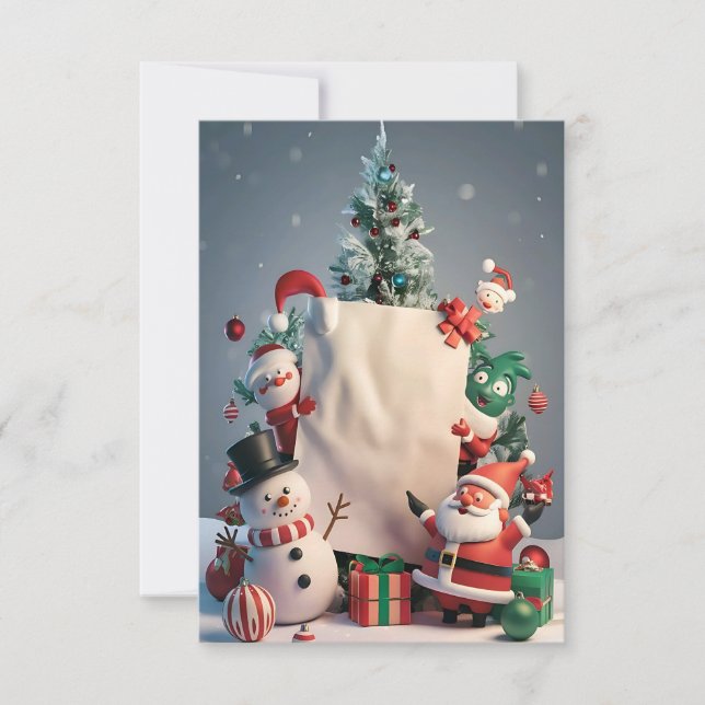 Tarjeta de invitación para Navidades en blanco (Anverso)