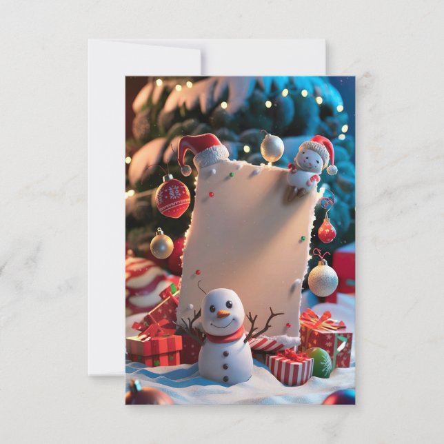 Tarjeta de invitación para Navidades en blanco (Anverso)