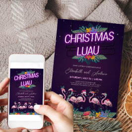Tarjeta de invitación para navidades Luau Neon Fla