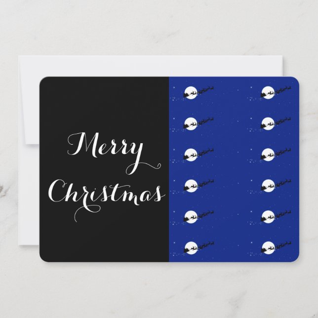 Tarjeta de invitación para navidades negros y azul (Anverso)