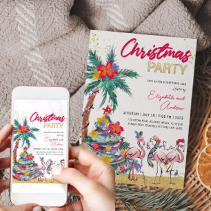 Tarjeta de invitación para Navidades tropicales Fl