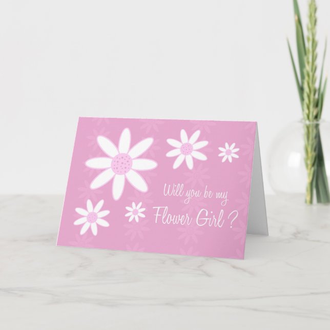 Tarjeta de Invitación para Niña con Flores Rosadas (Anverso)