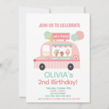 Tarjeta de invitación para niña cumpleaños 2 camió