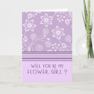 Tarjeta de invitación para niñas moradas florales