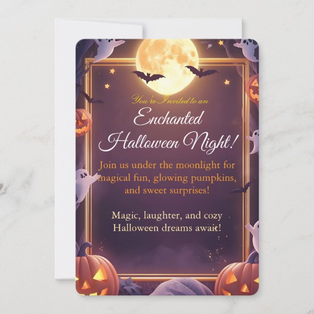 Tarjeta de Invitación para Noche de Halloween Enca (Anverso)