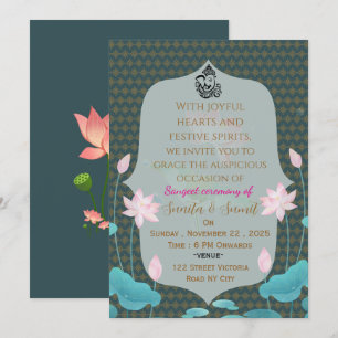 Tarjeta de Invitación para Noche de Sangeet de Bod
