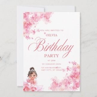 Tarjeta de invitación para pequeña princesa 
