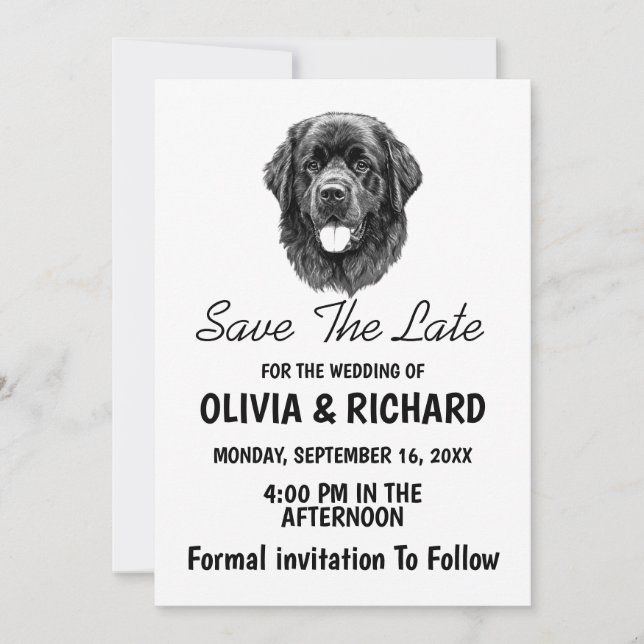 Tarjeta de invitación para perros de Terranova (Anverso)