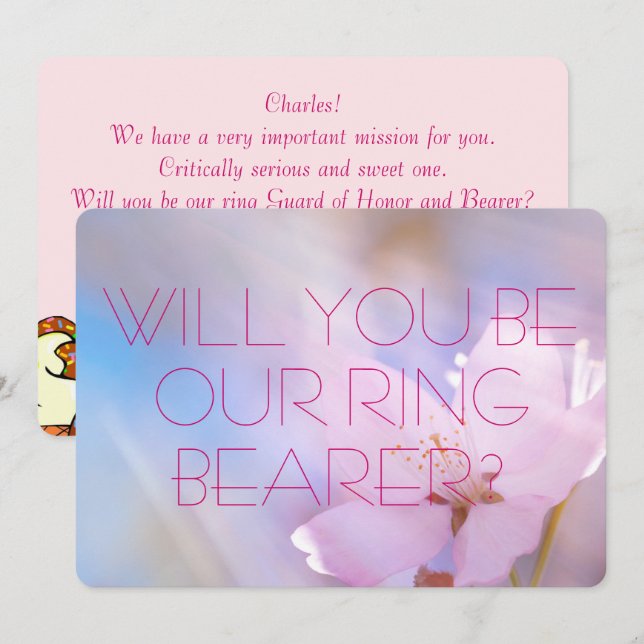 Tarjeta de invitación para portador de anillo de b (Anverso / Reverso)