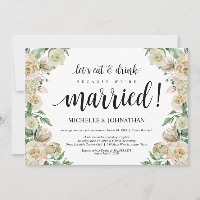 Tarjeta de invitación para recepción de boda cland (Anverso)