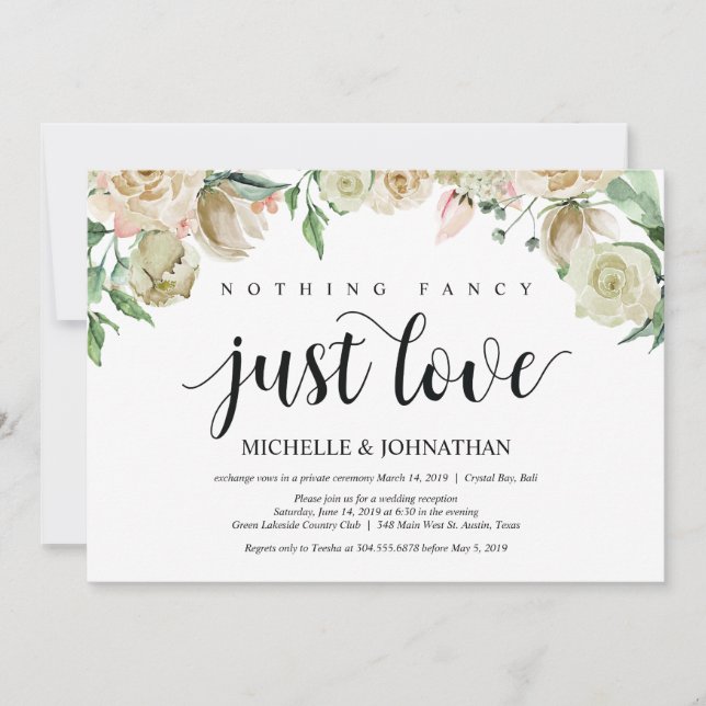 Tarjeta de Invitación para Recepción de Boda de Pr (Anverso)