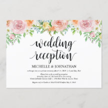 Tarjeta de invitación para recepción de boda íntim