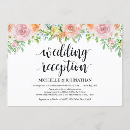 Tarjeta de invitación para recepción de boda íntim