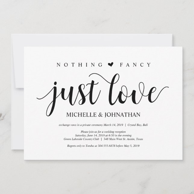 Tarjeta de invitación para recepción de boda íntim (Anverso)