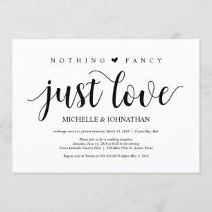 Tarjeta de invitación para recepción de boda íntim