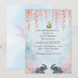 Tarjeta de invitación para recepción de boda real