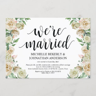 Tarjeta de invitación para recepción de boda secre