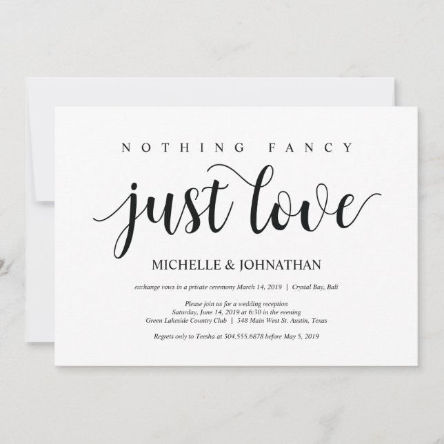 Tarjeta de Invitación para Recepción de Elopement  (Anverso)