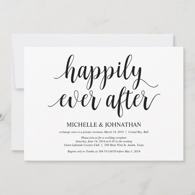 Tarjeta de Invitación para Recepción de Elopement  (Anverso)