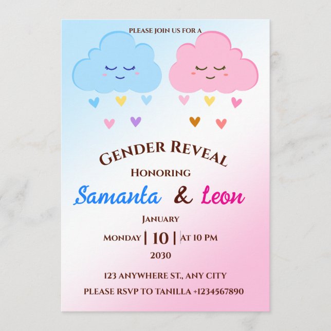 Tarjeta de Invitación para Revelación de Género (Anverso)
