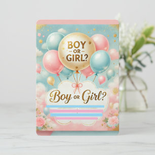 Tarjeta de invitación para revelación de género Mu