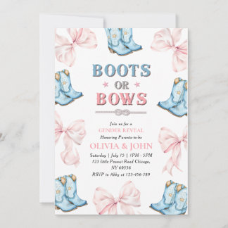 Tarjeta de invitación para revelar género Boots o 