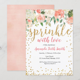Tarjeta de invitación para rociado de bebé Floral