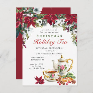 Tarjeta de invitación para té navideño de Navidade