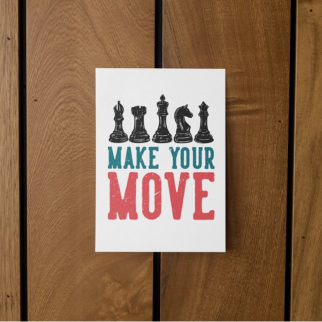 Tarjeta de invitación para Torneo de Ajedrez (chess make your move retro)