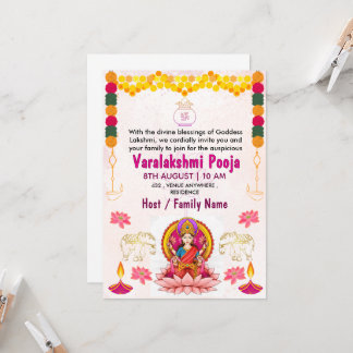 Tarjeta de Invitación para Varalakshmi Vratham | P
