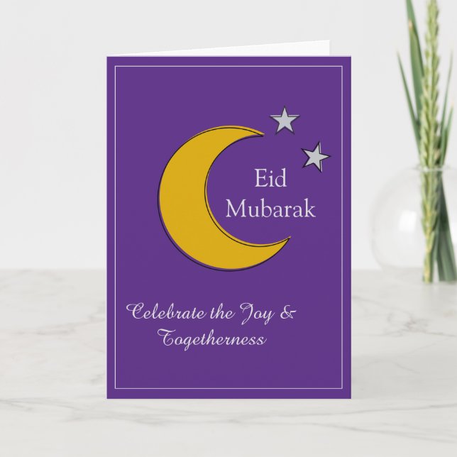 Tarjeta de invitación personalizable de Eid púrpur (Anverso)