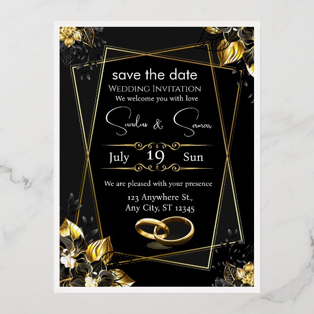 Tarjeta de invitación personalizable decorada con  (Anverso)