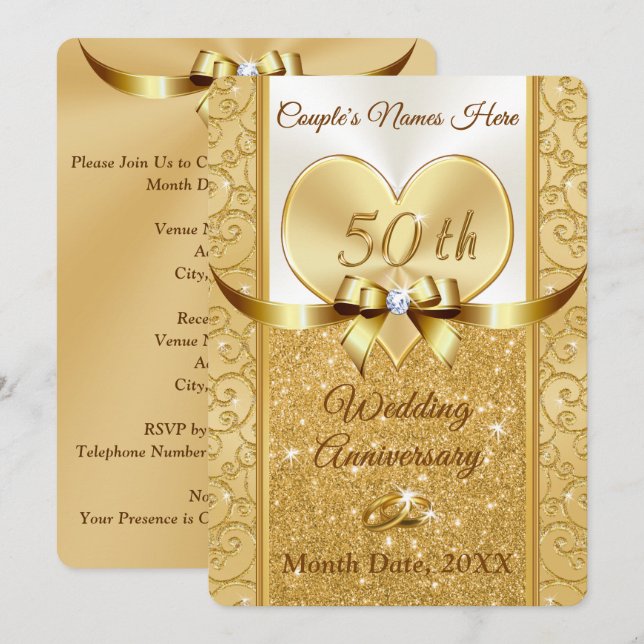 Tarjeta de Invitación Personalizada de Aniversario (Anverso / Reverso)