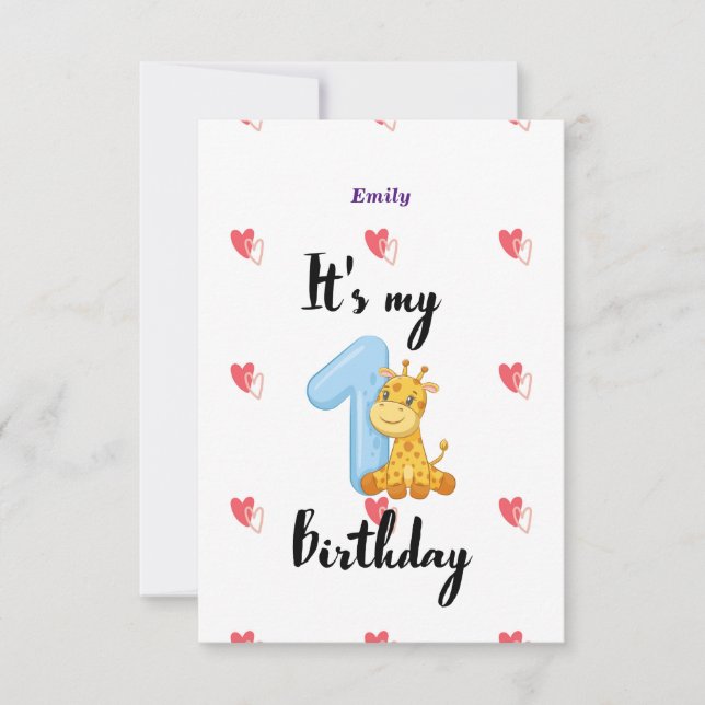 Tarjeta de invitación personalizada de cumpleaños  (Anverso)