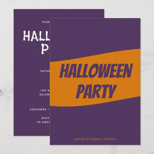 Tarjeta de invitación personalizada de Halloween (Anverso / Reverso)