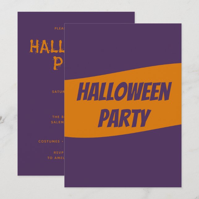Tarjeta de invitación personalizada de Halloween (Anverso / Reverso)