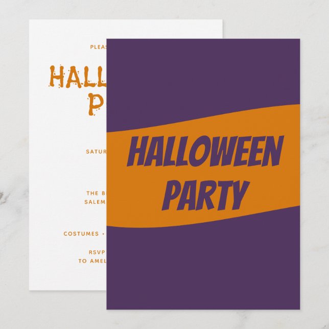 Tarjeta de invitación personalizada de Halloween (Anverso / Reverso)
