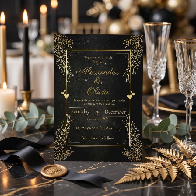 Tarjeta de Invitación Personalizada de Lujo Negra  (Subido por el creador)
