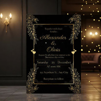 Tarjeta de Invitación Personalizada de Lujo Negra 