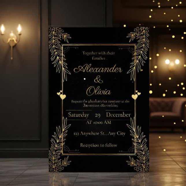 Tarjeta de Invitación Personalizada de Lujo Negra  (Subido por el creador)