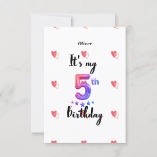 Tarjeta de invitación personalizada de quinto año