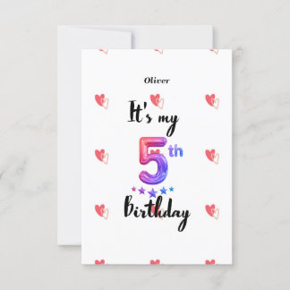 Tarjeta de invitación personalizada de quinto año