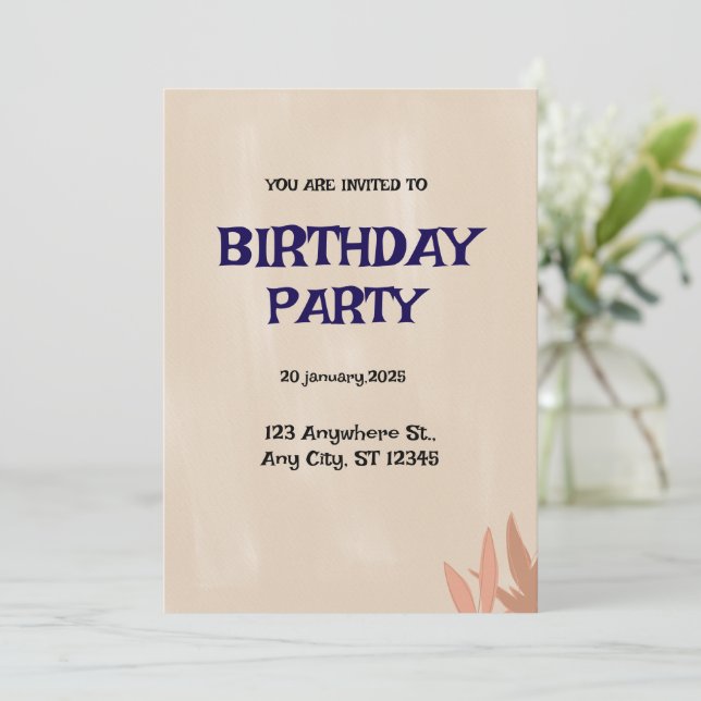 Tarjeta de Invitación Personalizada Elegante para  (Anverso de pie)