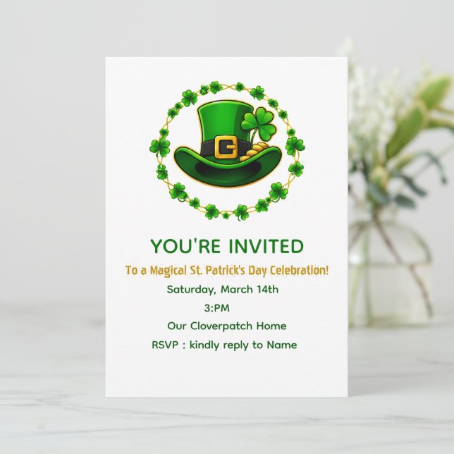 Tarjeta de invitación personalizada para el día de (Anverso de pie)