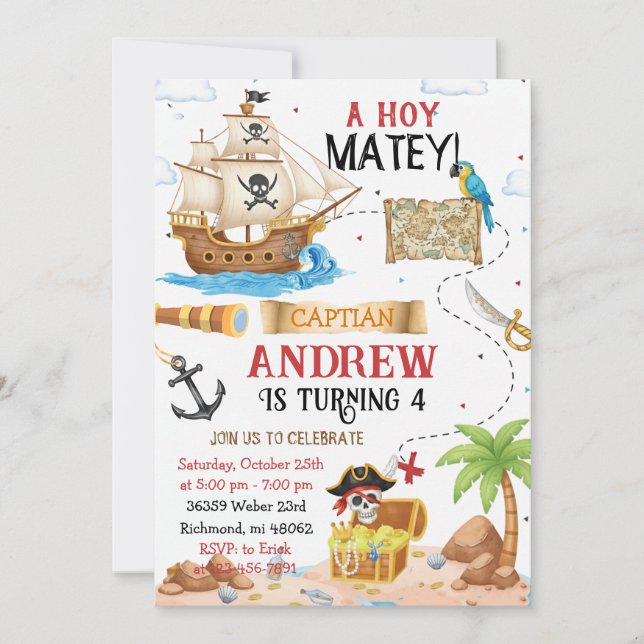 Tarjeta de invitación personalizada para fiesta de (Anverso)