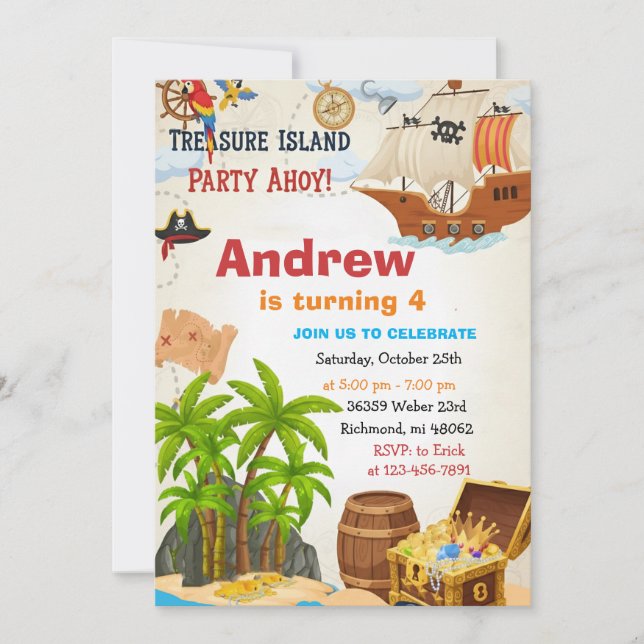 Tarjeta de invitación personalizada para fiesta de (Anverso)
