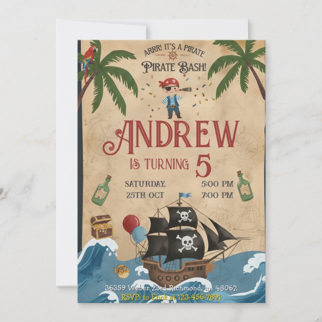 Tarjeta de invitación personalizada para fiesta de (Anverso)